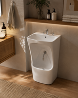 Lavabo de Wudu musulman sur pied, design moderne, durable, résistant à l'eau, écologique, autoportant, en céramique blanche ovale, pour salle de bain et hôtel