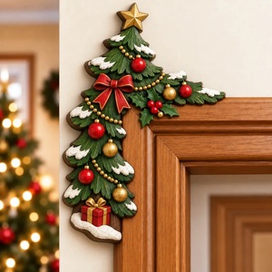 Decoración Navideña para Esquinas de Puerta, Adorno de Resina con Figuras de Hombre de Jengibre, Santa Claus, Muñeco de Nieve, Ángel y Pingüino - Product Image 4