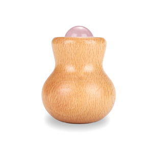 Herramienta de masaje corporal de mano con logotipo personalizado XH, mango de madera, forma de calabaza, Bola de cuarzo rosa, rodillo de masaje para masaje facial y corporal - Product Image 5