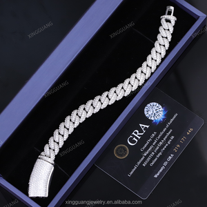 Chaîne et bracelet en argent S925 de 13 mm avec moissanite VVS, style cubain, sertis de diamants, bijoux fins pour hommes et femmes, style hip-hop – Vente flash - Product Image 2