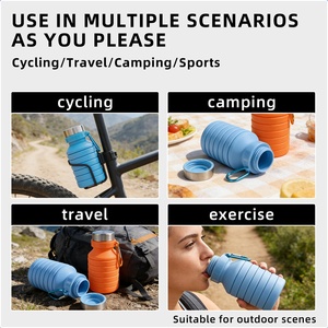 Bouteille d'eau réutilisable en silicone de qualité alimentaire, gobelet pliable en silicone souple, gobelet d'eau en silicone pour la gym et les voyages - Product Image 2