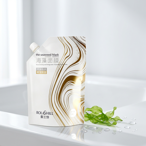 Custom Printed Gold Foil Spout Stand Up Pouch Skincare Seaweed Mask Liquid Cosmetic Packaging <b>Bag</b> With Screw Cap Nozzle - Product Image 6