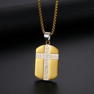 Wholesale <b>Titanium</b> Steel Men Designer Jewelry Dogtag Cross Pendant Necklace - Product Image 5