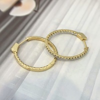 Ruyi Boucles d'oreilles créoles en or 14 carats de luxe pour femmes All-Match Shiny Circle Diamond 1ctw-Fashionable Boucles d'oreilles Bijoux