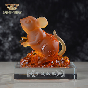 SAINT-VIEW Kristall Liuli Büro Geschenk Wohnzimmer Tier benutzer definierte Dekoration Tierkreis Tiger Bull Mouse Statuen - Product Image 3