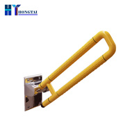 Barre d'appui pliable pour douche avec revêtement en nylon, support pour personnes handicapées, barre d'appui pliante pour handicapés, double tube en aluminium antidérapant