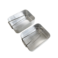Ensemble de 2 boîtes à repas rectangulaires en aluminium, avec poignée pliable, pour le camping en plein air, la cuisine et les déjeuners