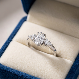 For Women Promise 925 Sterling Silver <b>Rhodium</b>/Gold Plated Engagement Wedding Classic Oval Three-Life Stone Zircon <b>Ring</b> - Product Image 4