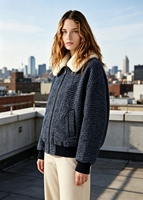 Blouson Bomber en Mélange de Laine et Duvet d'Oie Premium pour Femme LOVEXUAN, Col en Peau de Mouton, Manteau d'Hiver Chaud à Fermeture Éclair pour Femmes