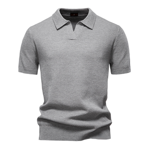 <span class=keywords><strong>Polo</strong></span> in Maglia da Uomo Fitspi, Maglione a Maniche Corte con Texture Ananas Premium, T-Shirt Casual Business Estiva, Vestibilità Ampia, Collo Aperto - Product Image 6