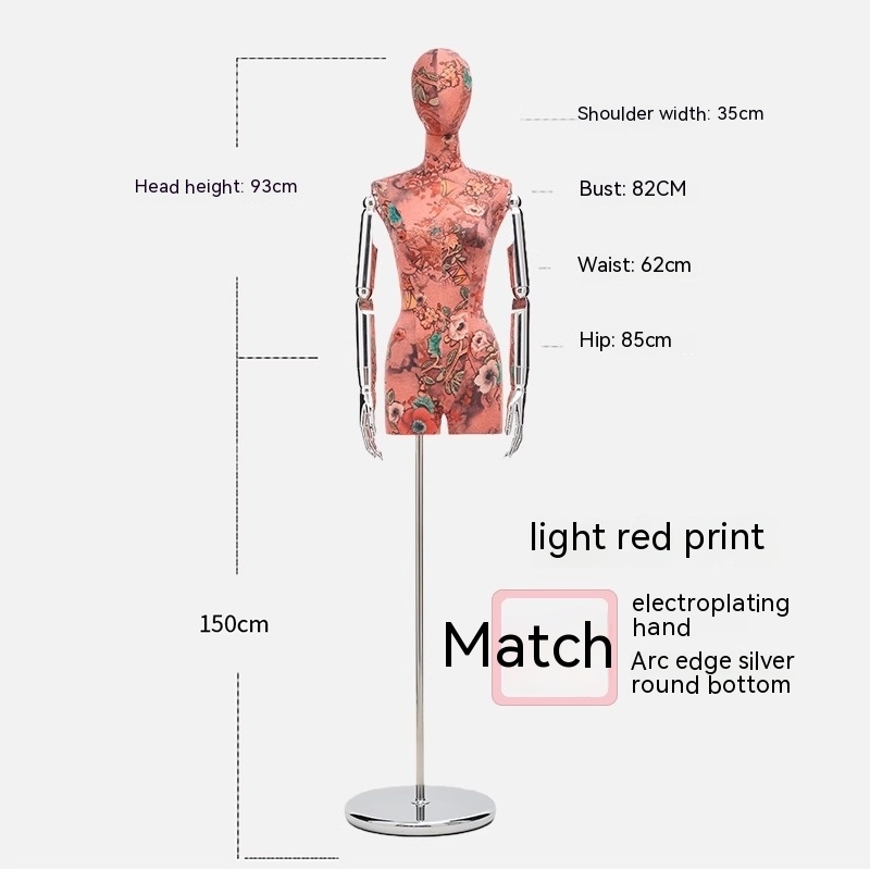 Light red print-plated hand-silver round base with curved edge