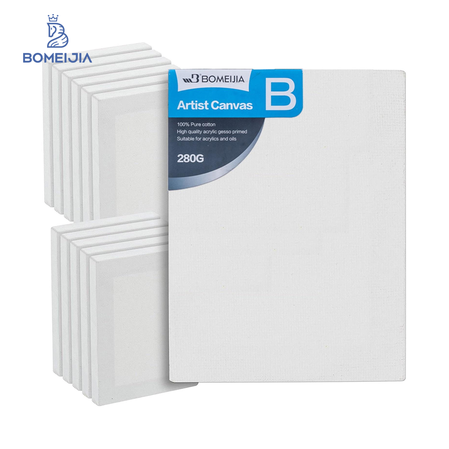 Boemijia 280g 100% хлопок оптовая продажа 16x20 дюймов растягивается белый чистый холст для Художественные Масляные картины на заказ для рукоделия