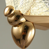 Lustre en acrylique doré à LED, design en éventail, suspension nordique longue en spirale pour escaliers, hôtels, villas