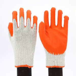 ถุงมือเคลือบยางสีส้ม ถุงมือถักผ้าฝ้ายเคลือบยางที่ฝ่ามือ สำหรับงานก่อสร้าง ถุงมือป้องกันภัยส่วนบุคคล - Product Image 4