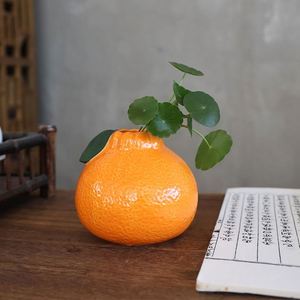 Vase en céramique design orange, vase orange, vase décoratif en céramique pour fruits, pour la culture hydroponique, la décoration de la maison, du bureau, de la bibliothèque - Product Image 2