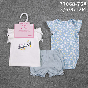 Set di Abbigliamento <span class=keywords><strong>3</strong></span> Pezzi per Neonati <span class=keywords><strong>3</strong></span>-12 <span class=keywords><strong>Mesi</strong></span>, Stile Europeo e Americano, Stampa Animalier/Floreale, Design Corto per Bambini e Bambine - Product Image 6