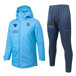 Зимняя и осенняя футбольная команда имеет длинный комплект с капюшоном на молнии для автоматической резки хлопкового пальто для тренировок - Product Image 5