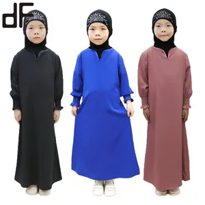 oem kaftan dubai非洲女孩连衣裙ramadan儿童伊斯兰服装eid mubarak黑色abaya土耳其头巾穆斯林连衣裙