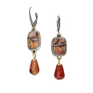 Orecchini Pendenti Vintage in Amazzonite e Agata, Design a Goccia con Gemma Rossa, Gioielli alla Moda per Donne - Product Image 5