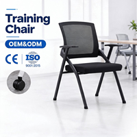 Chaise de formation ergonomique moderne en maille, pliable, avec cadre en alliage d'aluminium, accoudoirs réglables, pour conférences, écoles et bureaux