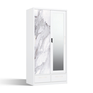 Armoire en acier imprimé avec portes coulissantes miroir et tiroirs inférieurs 900 mm, démontable - Product Image 2