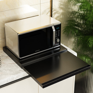 Étagère de rangement coulissante pour four à micro-ondes de cuisine, style tiroir, en acier carbone blanc et noir, design simple et moderne - Product Image 5