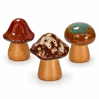 Ensemble de 3 décorations en céramique en forme de champignons, figurines émaillées faites à la main, motif végétal, style bohème rustique, ornements de table pour la maison, Ramadan