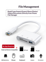 Lector de Tarjetas OTG para iPhone y Teléfonos, Adaptador USB/Tipo-C 3 en 1 con Ranuras SD/TF, Material ABS, Hecho en Shenzhen
