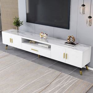 Soportes de TV de lujo, sala de estar moderna, mueble de TV con tapa de cristal y gabinete de combinación de mesa de centro - Product Image 6