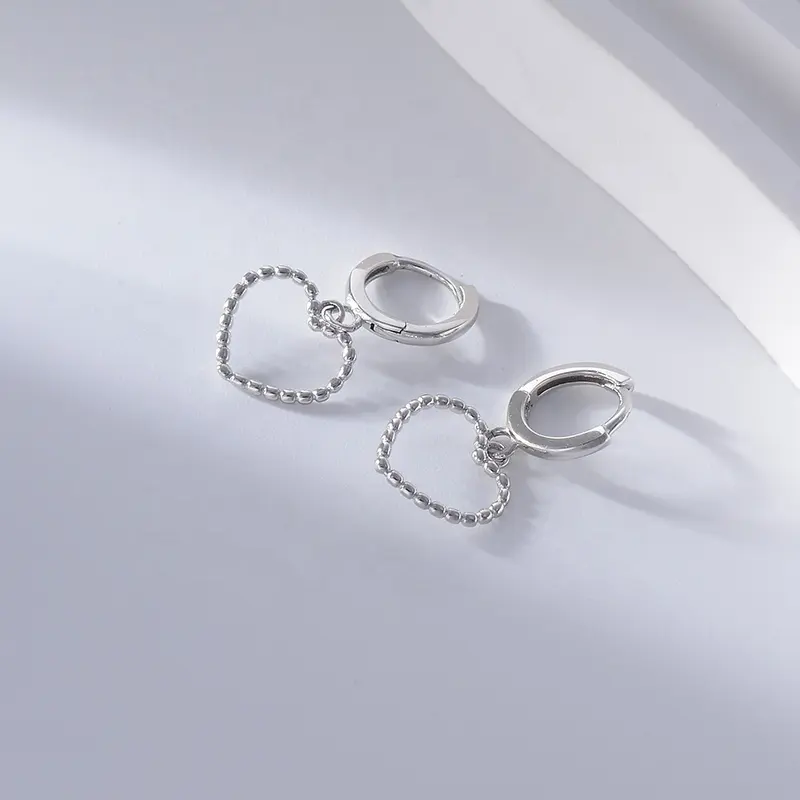 love heart shape stud earrings 925 sterling silver huggie hoop earrings