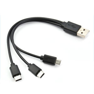 Großhandel Dual Micro USB C Kabel Splitter Y Kabel 20cm 30cm Formtyp Schnell ladung 2 1 USB Kabel für 2 Telefone Drucker - Product Image 2