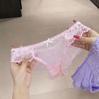 Celana Dalam Jaring Berbintik Seksi untuk Wanita Celana Dalam Berenda Tipis Celana Dalam Pita Lucu Pakaian Dalam Polka Dot Transparan Grosir