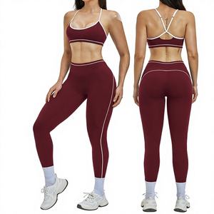 ชุดกีฬาออกกำลังกายแบบแห้งเร็ว ระบายเหงื่อได้ดี ลายเรียบ ดีไซน์โชว์หลังสวย สำหรับโยคะ วิ่งกลางแจ้ง ชุด 2 ชิ้น รุ่น 3562 - Product Image 1