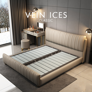 2025 mới đơn giản sang trọng Ý phòng ngủ chính bầu không khí cao cấp giường đôi da khung gỗ hiện đại lấy cảm hứng từ phím đàn piano - Product Image 4