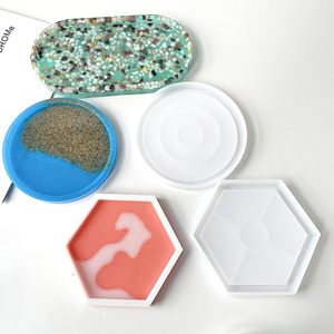 DIY <b>Crystal</b> Epoxy Mold Oval Table Holder Coaster Silicone Mold Resin Making <b>Mirror</b> Tray Mold - Product Image 6