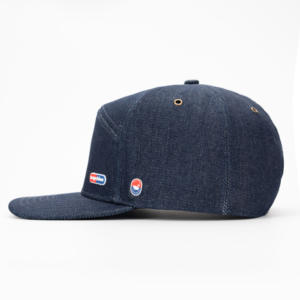Casquette Snapback TCAP Chine personnalisée à 6 panneaux en denim avec visière plate et patch en caoutchouc - Product Image 3