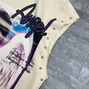 Débardeur Rétro Personnalisé à Motif Graphique, Col Rond en Molleton Bouclette, T-shirt Court Sans Manches en Coton Lourd 100% pour Homme - Product Image 3