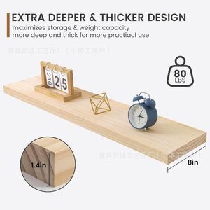 Wall Mounted Wooden Floating <b>Shelf</b> Rectangle Multipurpose Durable Storage <b>Rack</b> For Home Office Bathroom - Product Image 2