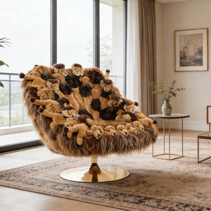 Fauteuil en peluche en forme d'animal unique, lion, fauteuil en fourrure, canapé paresseux rembourré, décoration créative pour chambre d'enfant, meubles - Product Image 6