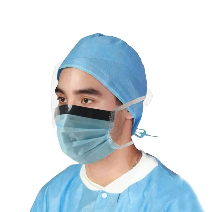 フェイスシールド付きの外科用使い捨てマスク透明な引っかき傷防止バイザーが目を血や飛散から守ります