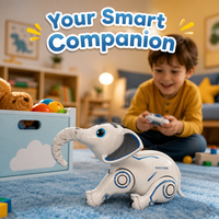 Jouet robot éléphant dansant télécommandé électrique en plastique, fonction 'Suivez-moi', musical, contrôlé par application, portée 60m, intérieur-extérieur, pour les âges 5-14 ans