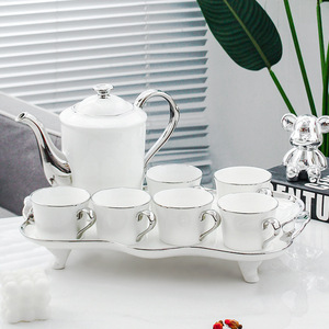 British Style <b>Tea</b> Pot and Cups <b>Set</b> Porcelain <b>Tea</b> <b>Set</b> Afternoon <b>Tea</b> Party <b>Set</b> of 6 With Tray - Product Image 5