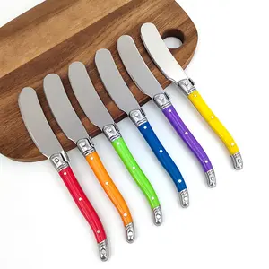 Stainless Steel Butter Knife With Colorful Plastic Handle: Ideal For Home Baking