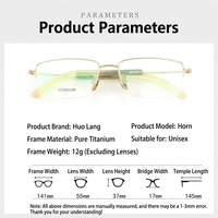 Lunettes de vue pour hommes en titane pur, demi-montures en corne de buffle, montures carrées