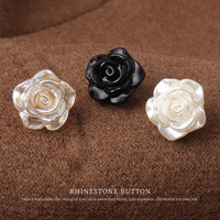 Kancing Bunga Mawar Resin Grosir, Kancing Mutiara Plastik, Kancing Renda Chiffon untuk Blus, Gaun, dan Sweater