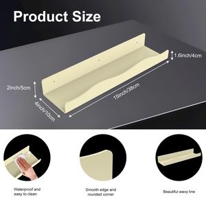 Estante acrílico de montaje en pared Beige resistente de 15 pulgadas estante decorativo flotante para plantas registros baño sala de estar almacenamiento - Product Image 2