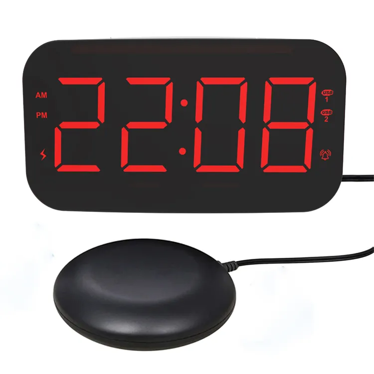 Multifunctional Led Usb Phone Charging Clock With Sleepers Deaf Alarm Visual Alert System Bed Shaker Clock