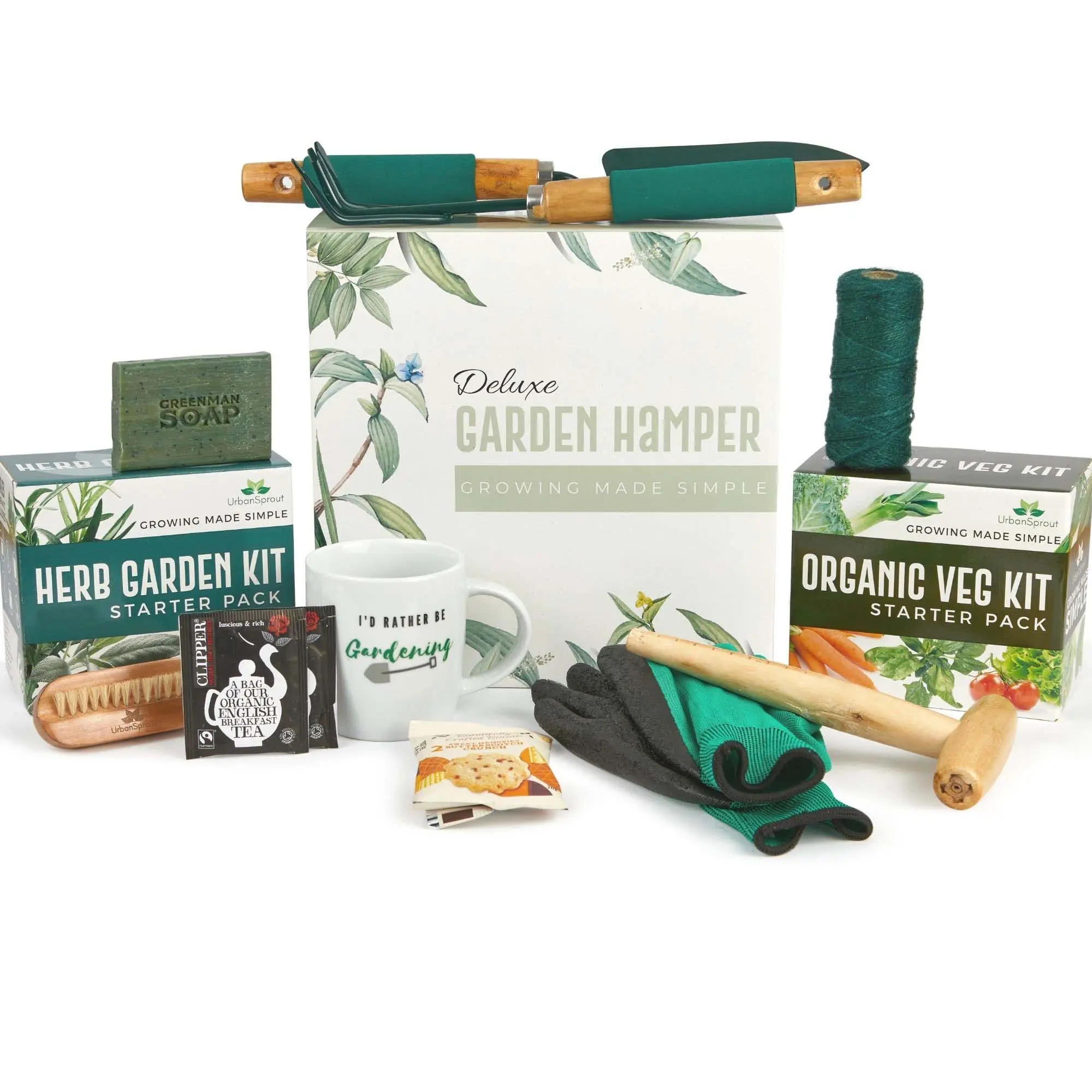 Jardinagem de presentes hamper conjunto de janela, ervas, vegetais, jardim, crescer sua própria ervas de véu orgânico com ferramentas de jardim, sabonete, caneca