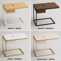 Table d'appoint ronde moderne avec cadre en métal doré et plateau en bois, marbre, bambou ou résine, table basse pour salon, OEM ODM