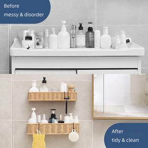 Estante <span class=keywords><strong>de</strong></span> <span class=keywords><strong>ducha</strong></span> que ahorra espacio, paquete <span class=keywords><strong>de</strong></span> 2 estantes <span class=keywords><strong>de</strong></span> mimbre impermeables para <span class=keywords><strong>ducha</strong></span> interior y almacenamiento en pared - Product Image 6